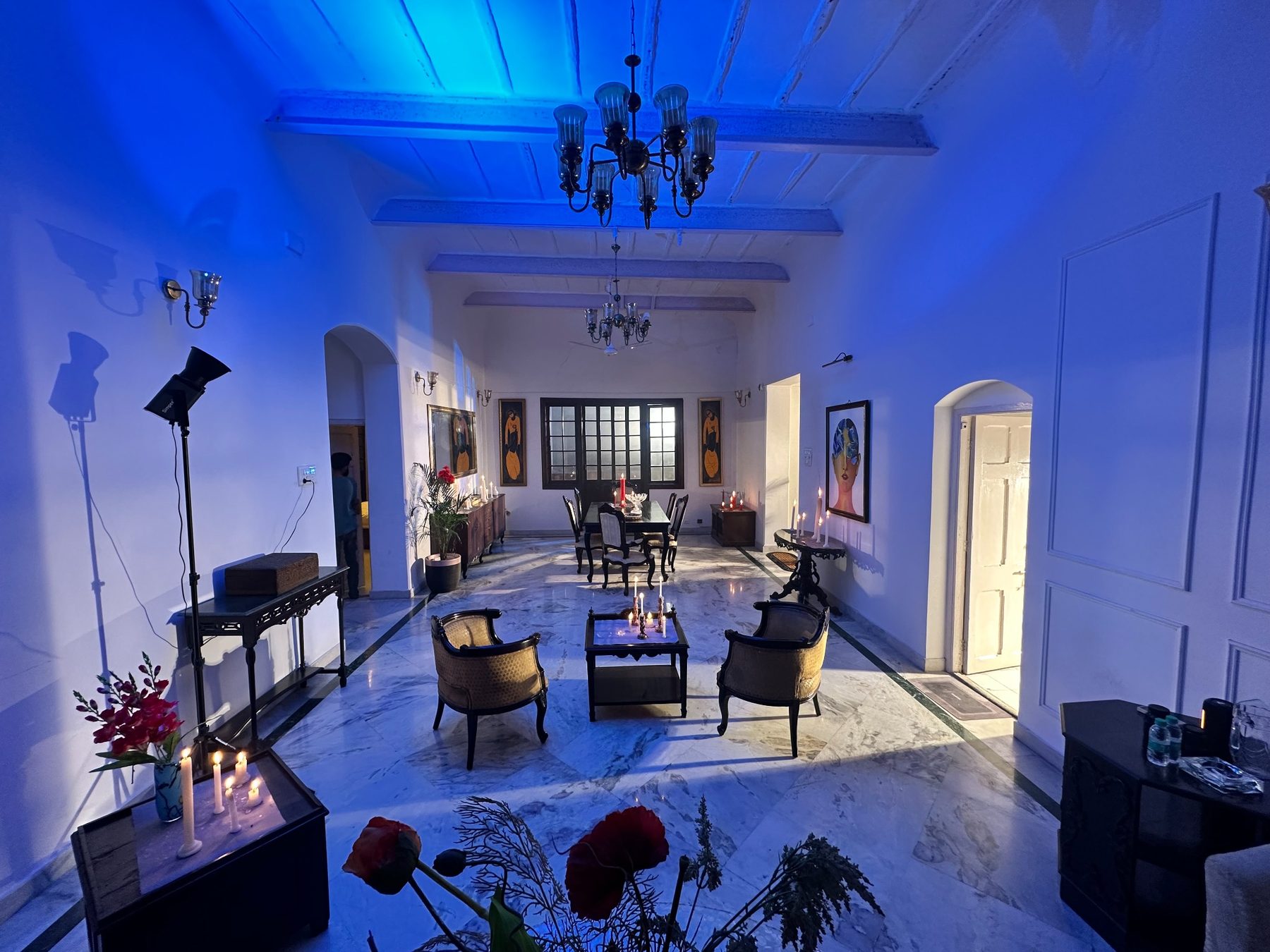 Blue ambience in the salon